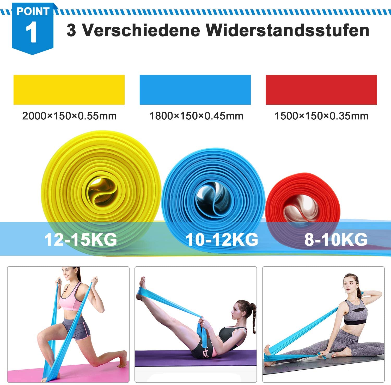 Elastic Fitness Bands 3Pcs Res - Sports Equipment Pictures recension och pris